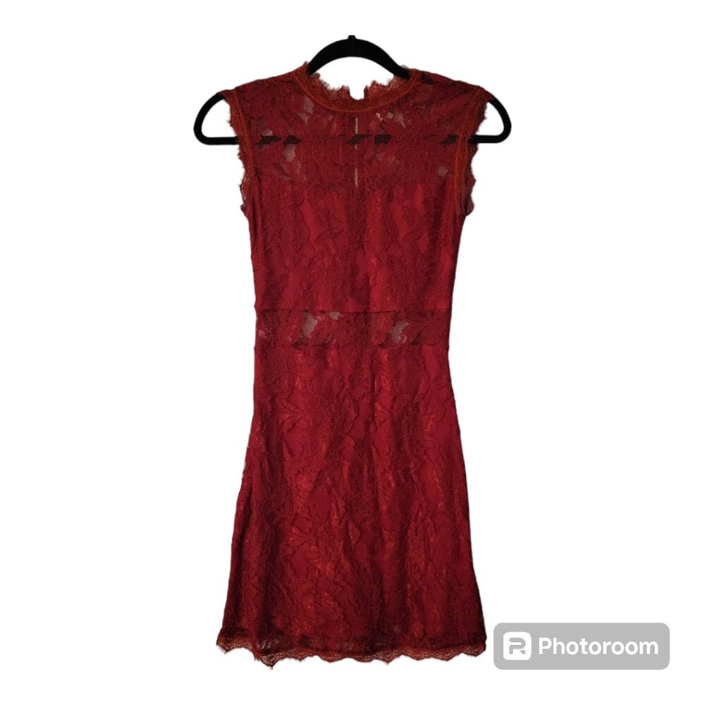 IJOAH Red Lace Zip Dress